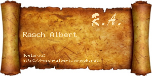 Rasch Albert névjegykártya